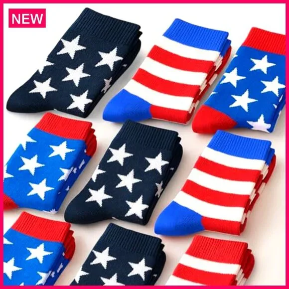 2-Pair Patriotic Socks, Cotton Blend, Unisex Fit, Holiday Gift - Picture 8 of 8